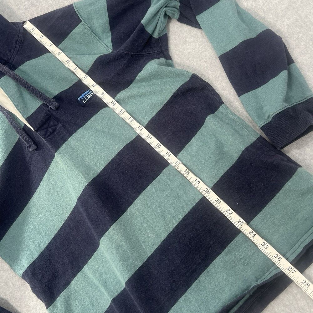 LL Bean Hoodie Sweatshirt Mens M Blue & Green Striped traditional fit - Picture 9 of 16